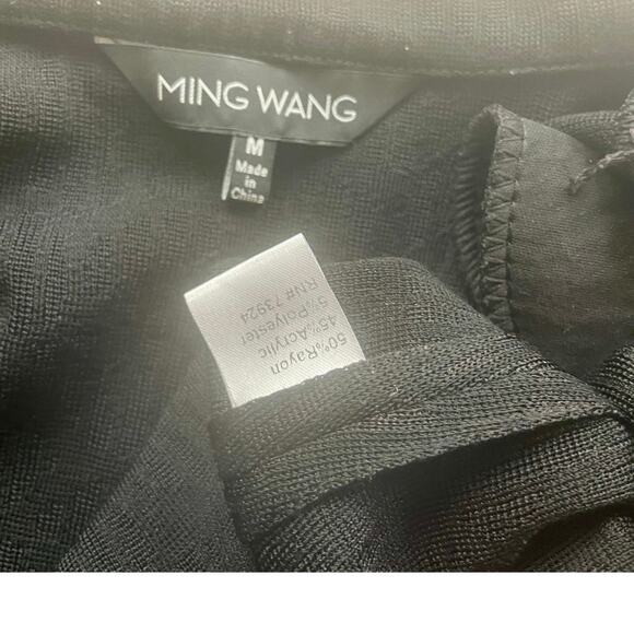 MING WANG BLAZER KNIT TAILORED BLACK LEOPARD TRIM SZ M SHOULDER PADDED AESTHETIC - Picture 3 of 16